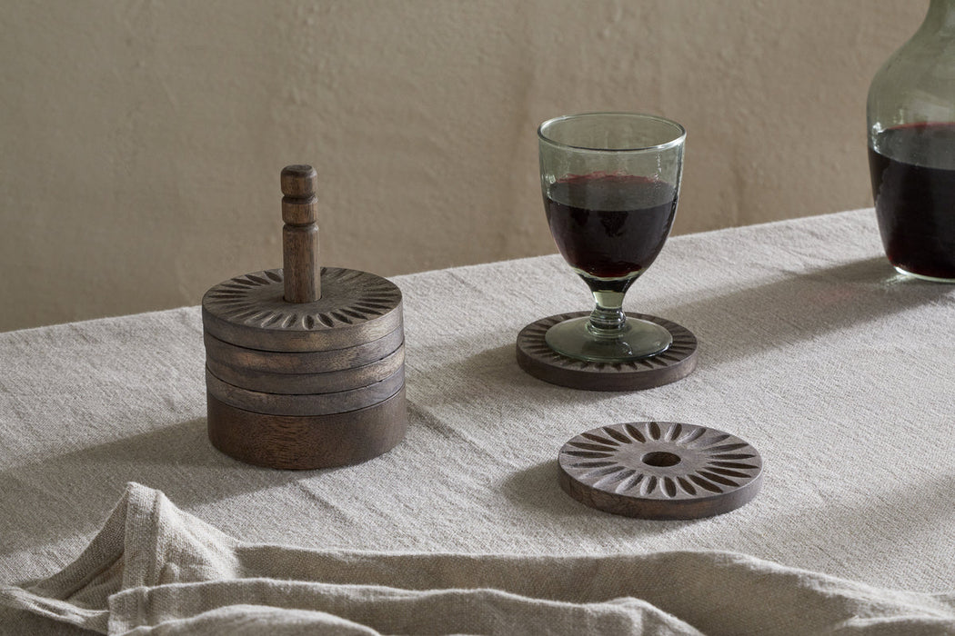 Eisha Mango Wood Coasters Dark Brown Set Of 6