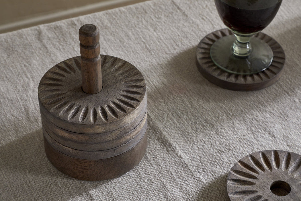 Eisha Mango Wood Coasters Dark Brown Set Of 6