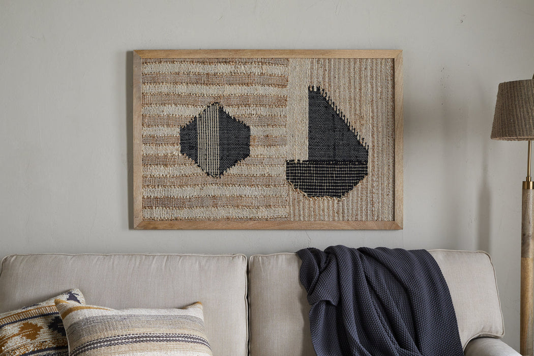 Kiran Large Textured Wall Art Natural Dark Blue