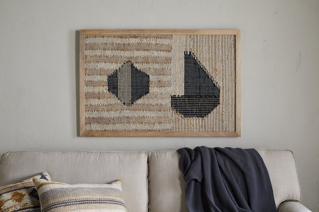 Kiran Large Textured Wall Art Natural Dark Blue