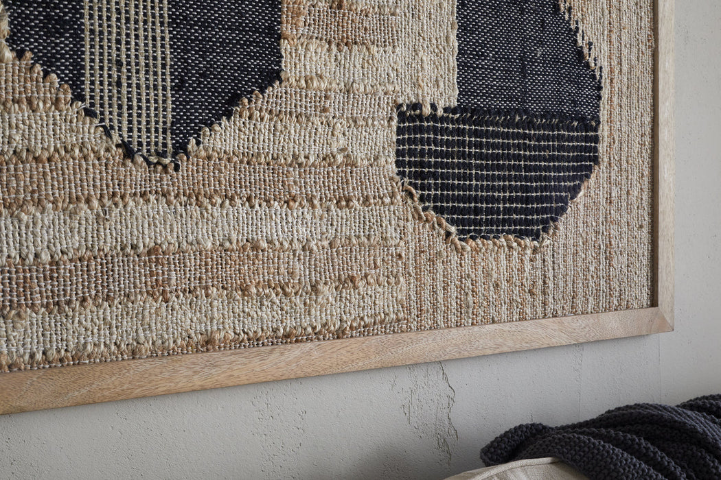 Kiran Large Textured Wall Art Natural Dark Blue