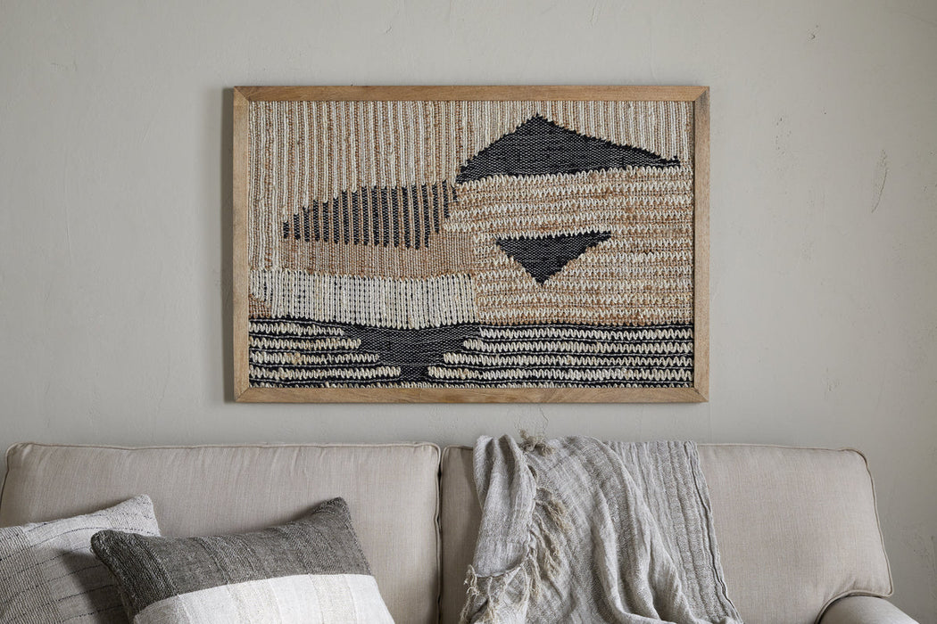Birala Large Textured Wall Art Natural Dark Blue