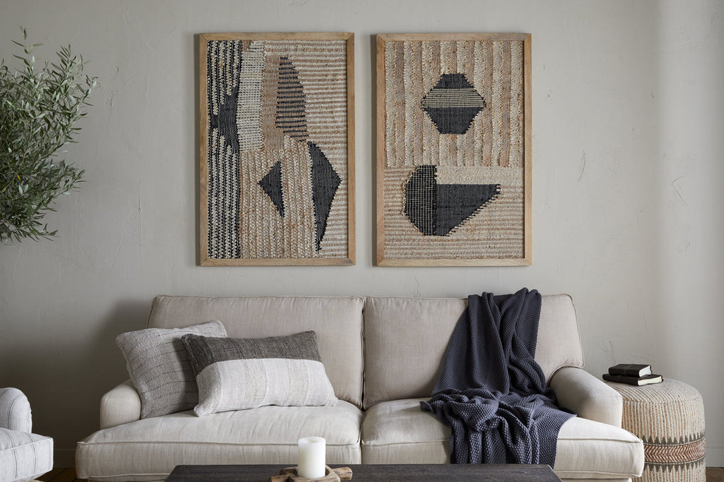 Birala Large Textured Wall Art Natural Dark Blue