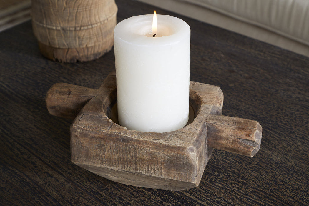 Apu Reclaimed Wood Traditional Candle Holder Natural
