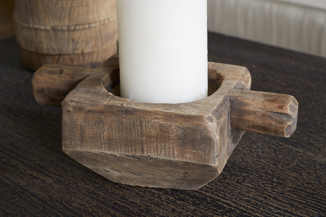 Apu Reclaimed Wood Traditional Candle Holder Natural