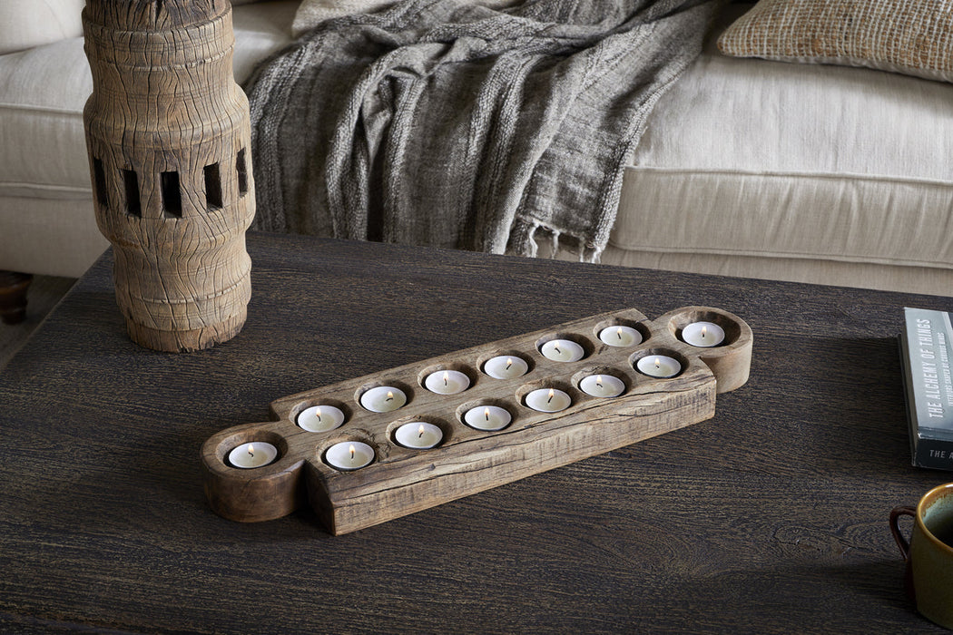 Makala Reclaimed Wood Tealight Holder Natural