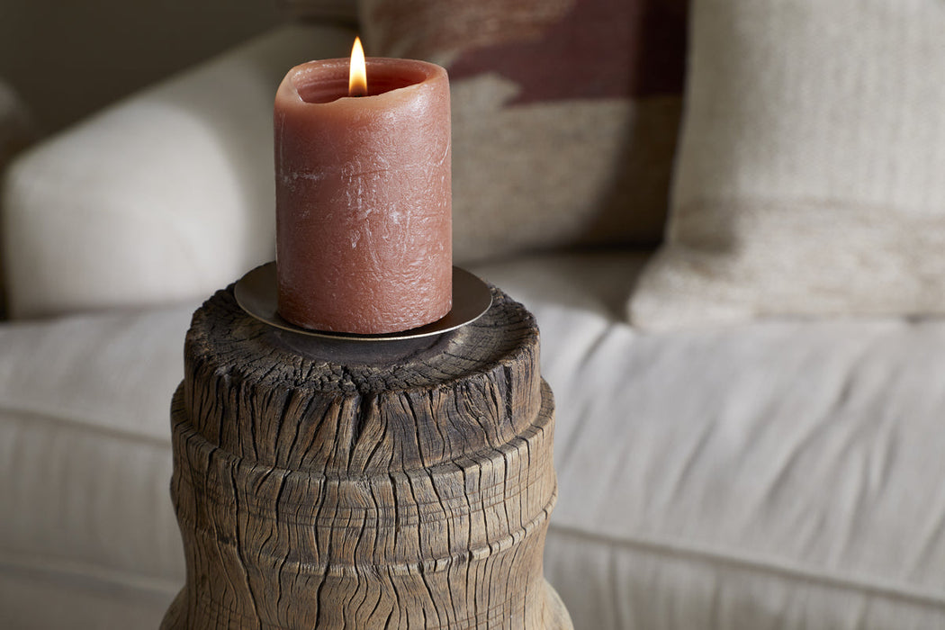 Mvua Reclaimed Wood Pillar Candle Holder Natural