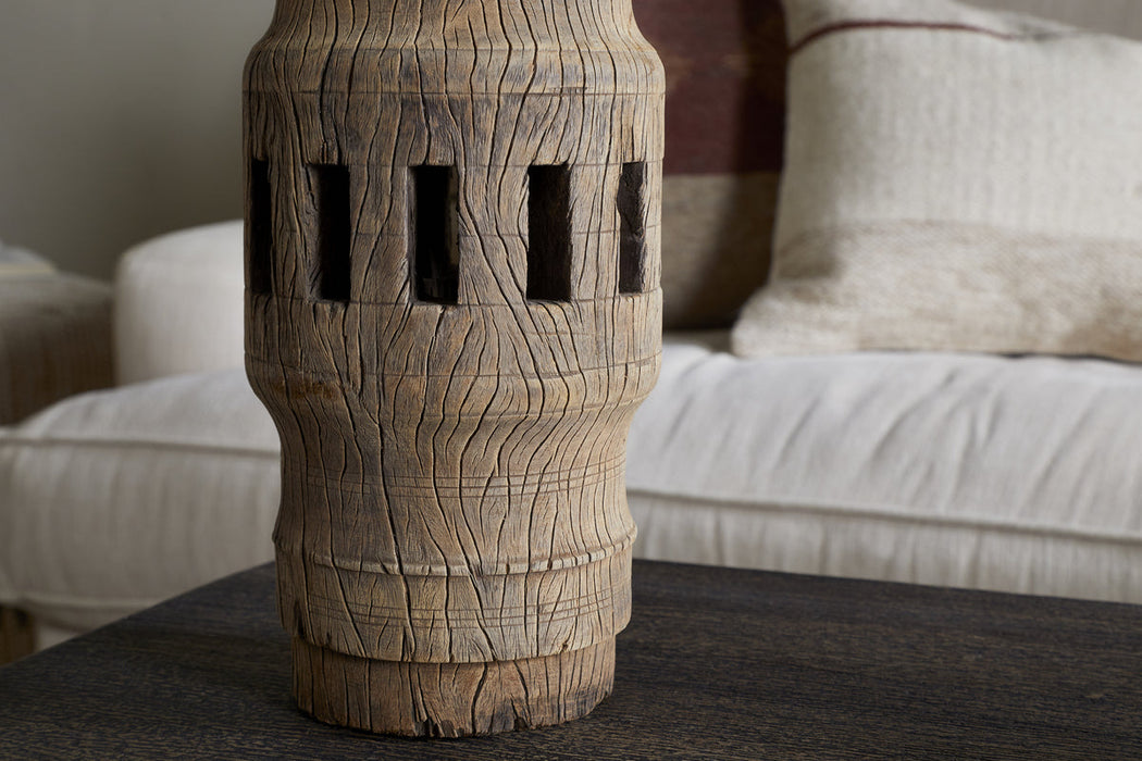 Mvua Reclaimed Wood Pillar Candle Holder Natural