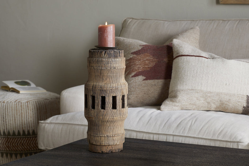 Mvua Reclaimed Wood Pillar Candle Holder Natural