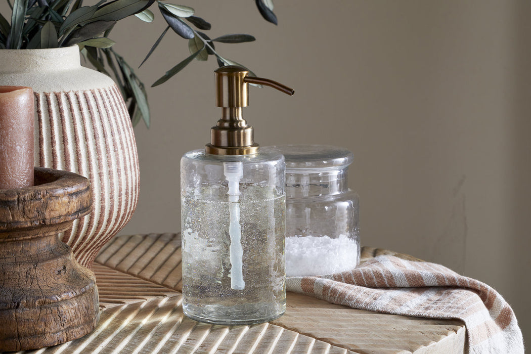 Ilcoso Recycled Hammered Glass Soap Dispenser Clear
