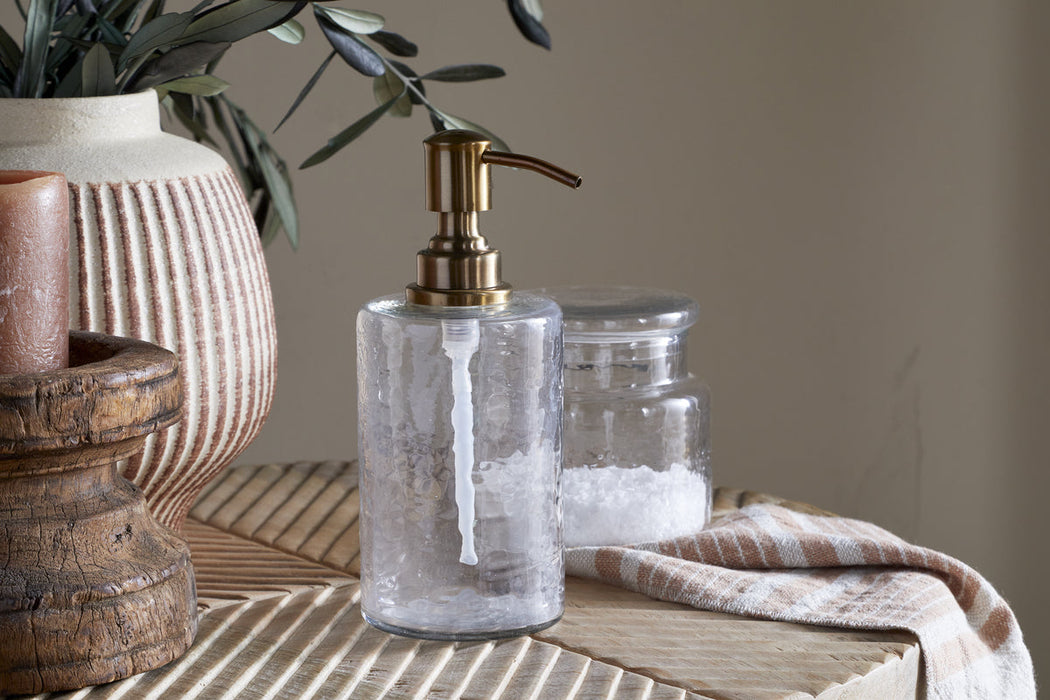 Ilcoso Recycled Hammered Glass Soap Dispenser Clear