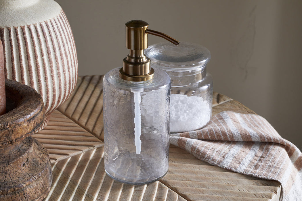 Ilcoso Recycled Hammered Glass Soap Dispenser Clear