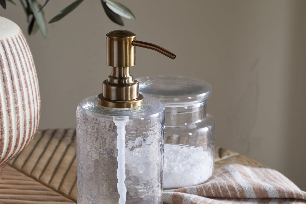 Ilcoso Recycled Hammered Glass Soap Dispenser Clear