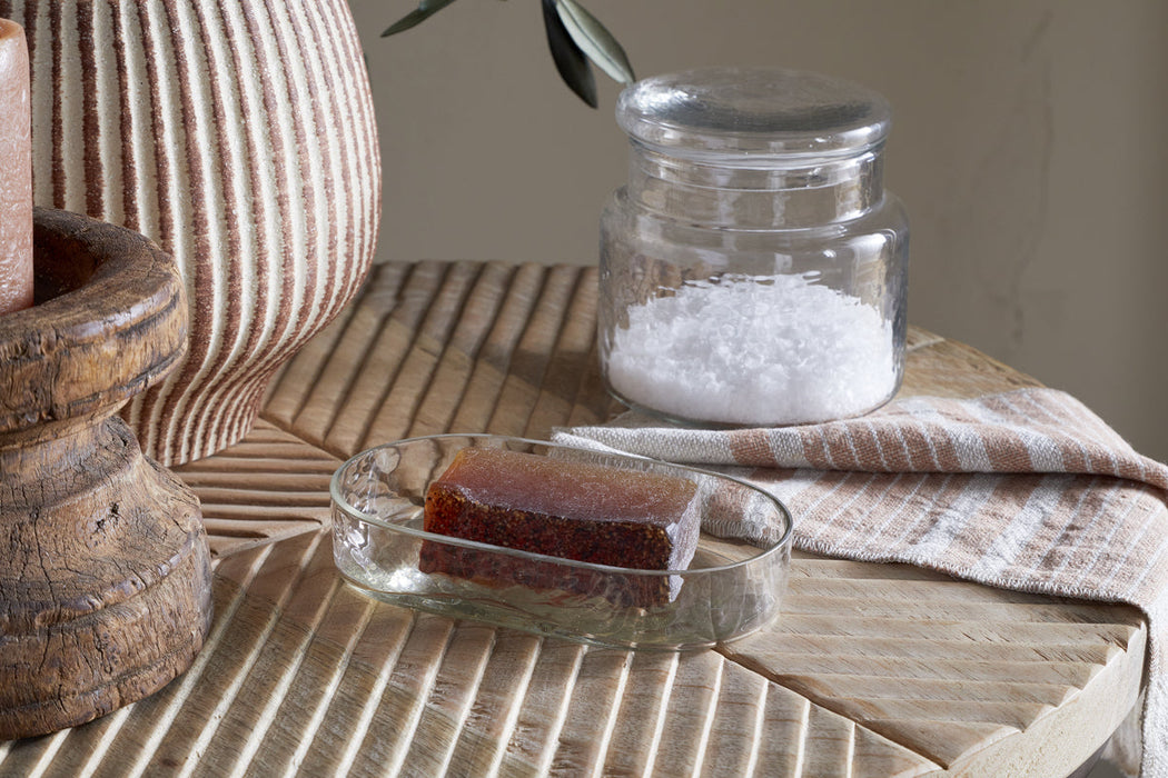 Ilcoso Recycled Hammered Glass Soap Dish Clear