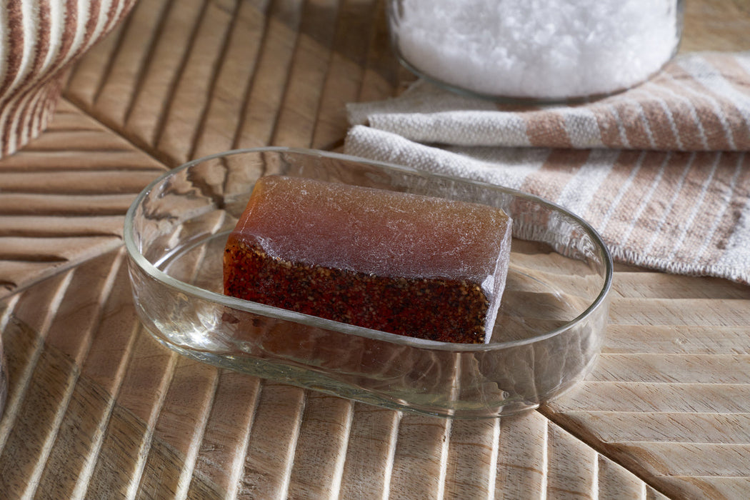 Ilcoso Recycled Hammered Glass Soap Dish Clear