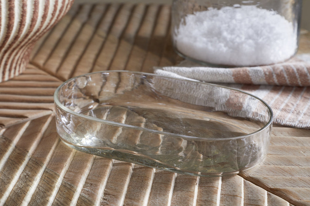 Ilcoso Recycled Hammered Glass Soap Dish Clear
