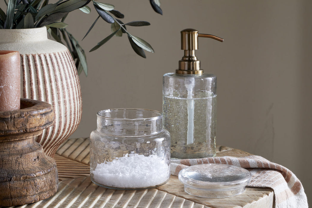 Ilcoso Hammered Glass Storage Pot Clear
