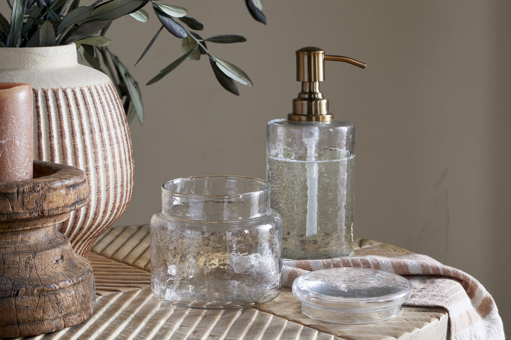 Ilcoso Hammered Glass Storage Pot Clear