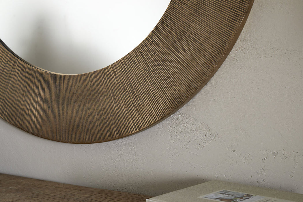 Moto Round Mirror Antique Brass