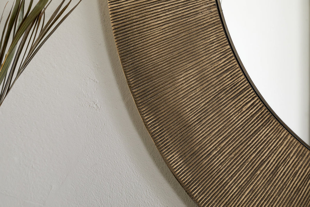Moto Round Mirror Antique Brass