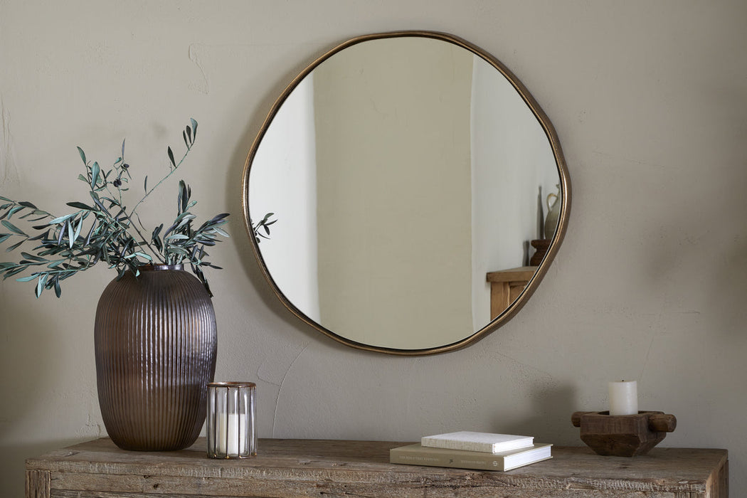 Mchanga Organic Shape Mirror Antique Brass