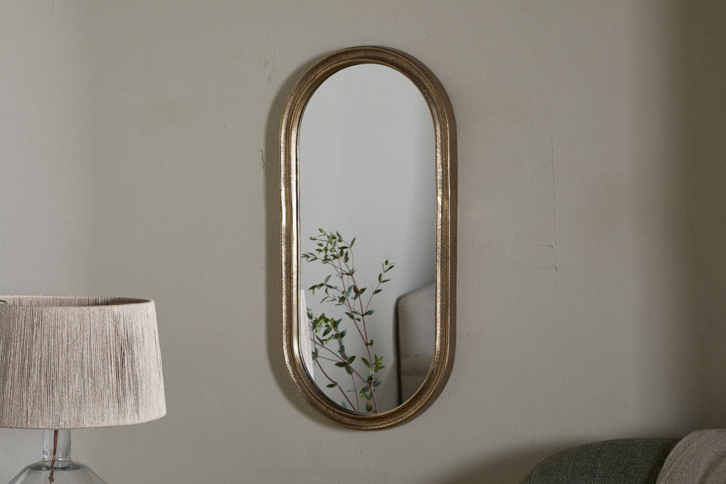 Mbwa Oval Mirror Antique Brass