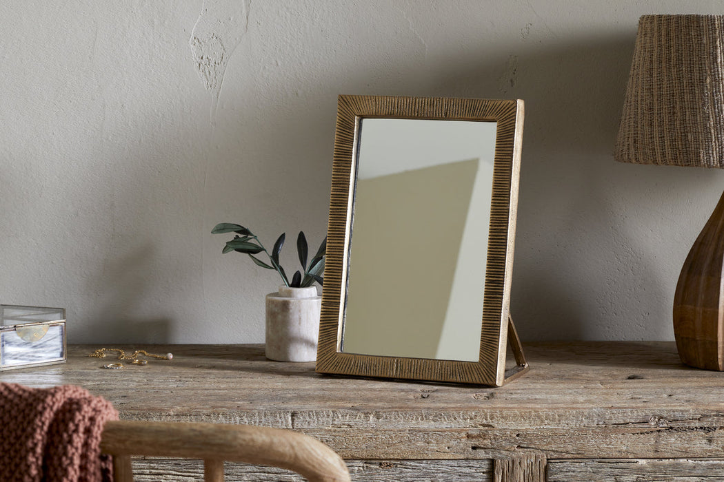 Baja Standing Mirror Antique Brass