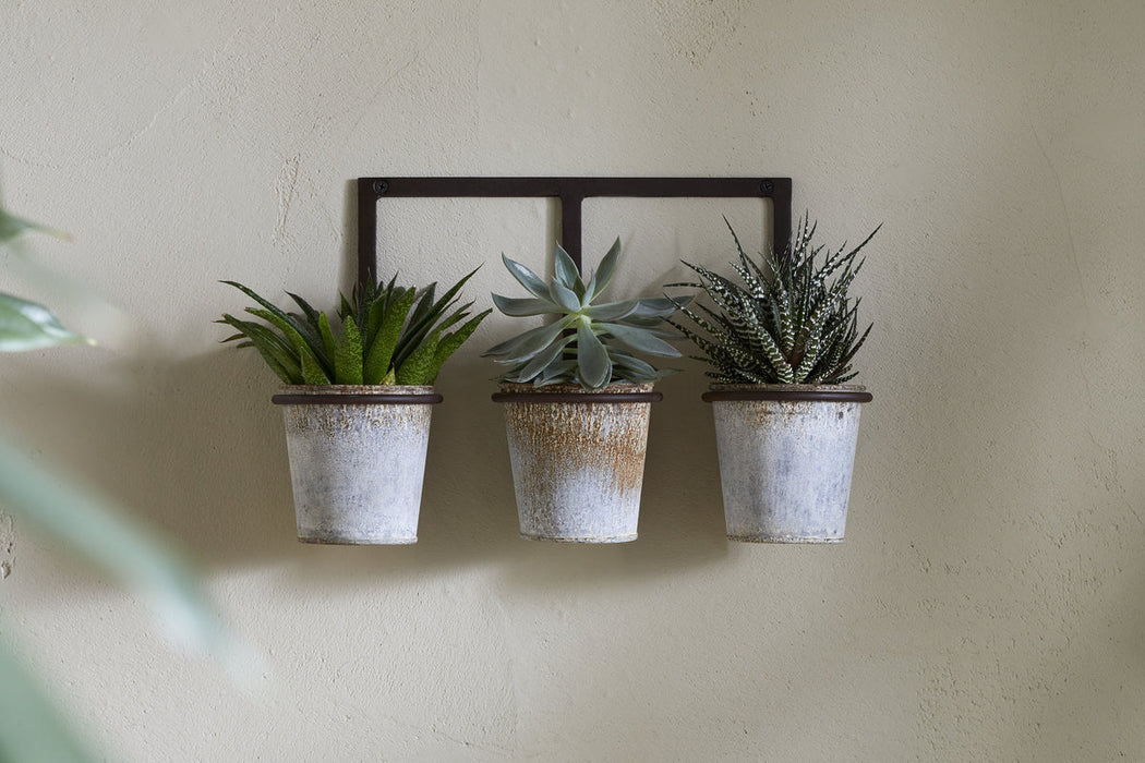 Tukana Triple Wall Hung Planter Zinc