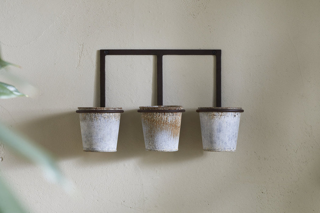 Tukana Triple Wall Hung Planter Zinc