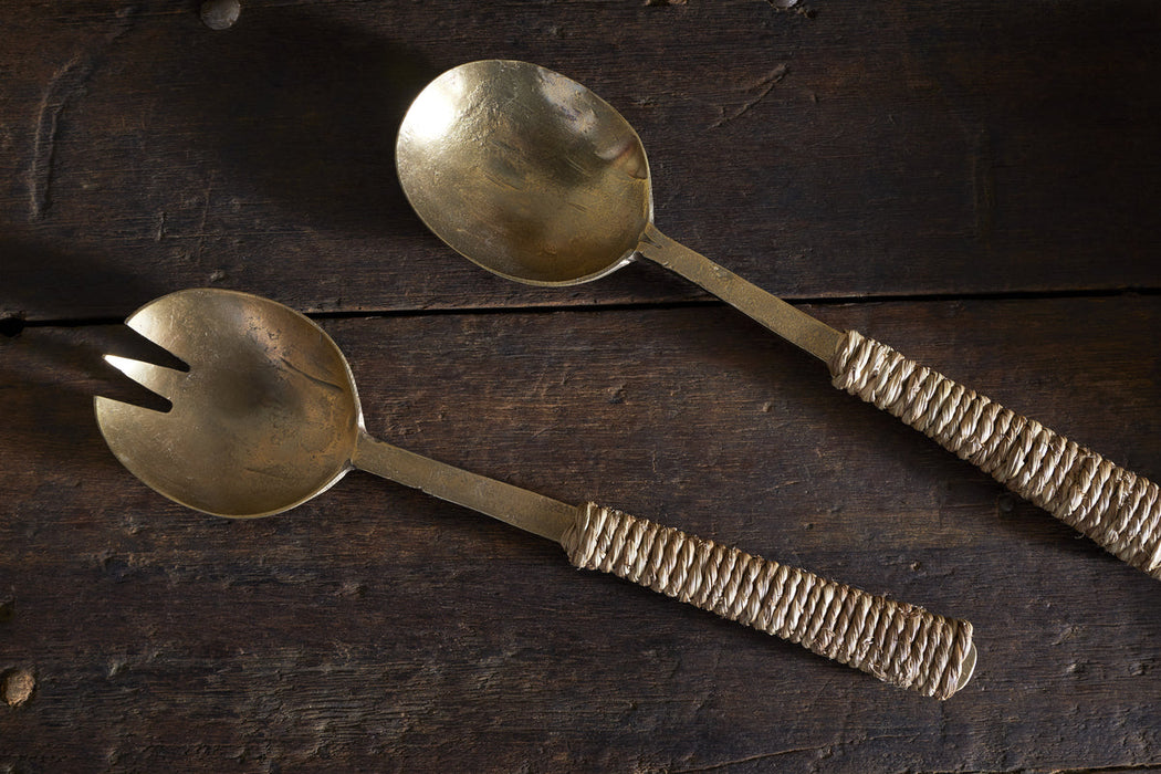 Abani Salad Servers Antique Brass