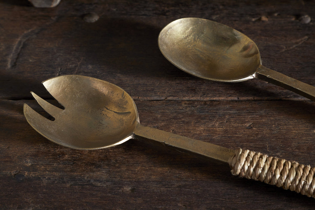 Abani Salad Servers Antique Brass
