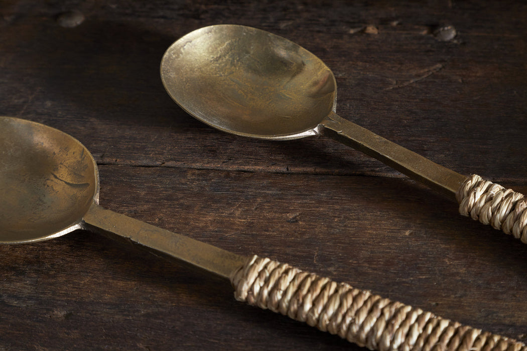 Abani Salad Servers Antique Brass