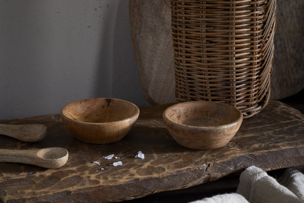Daruka Salt Pepper Dipping Bowls With Spoons Natural