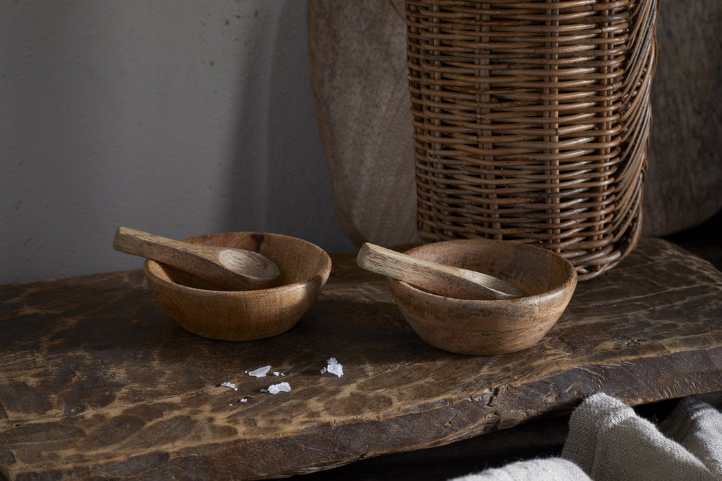 Daruka Salt Pepper Dipping Bowls With Spoons Natural