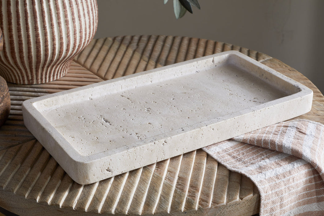 Ganda Travertine Vanity Tray Cream