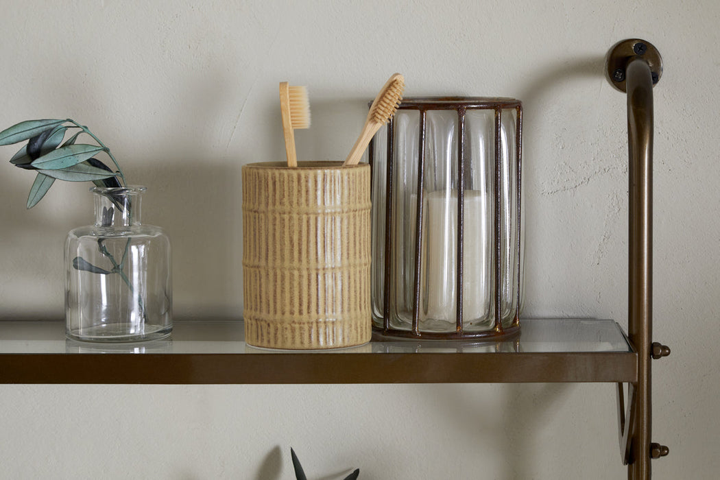 Karura Wall Shelves With Towel Rail Antique Brass