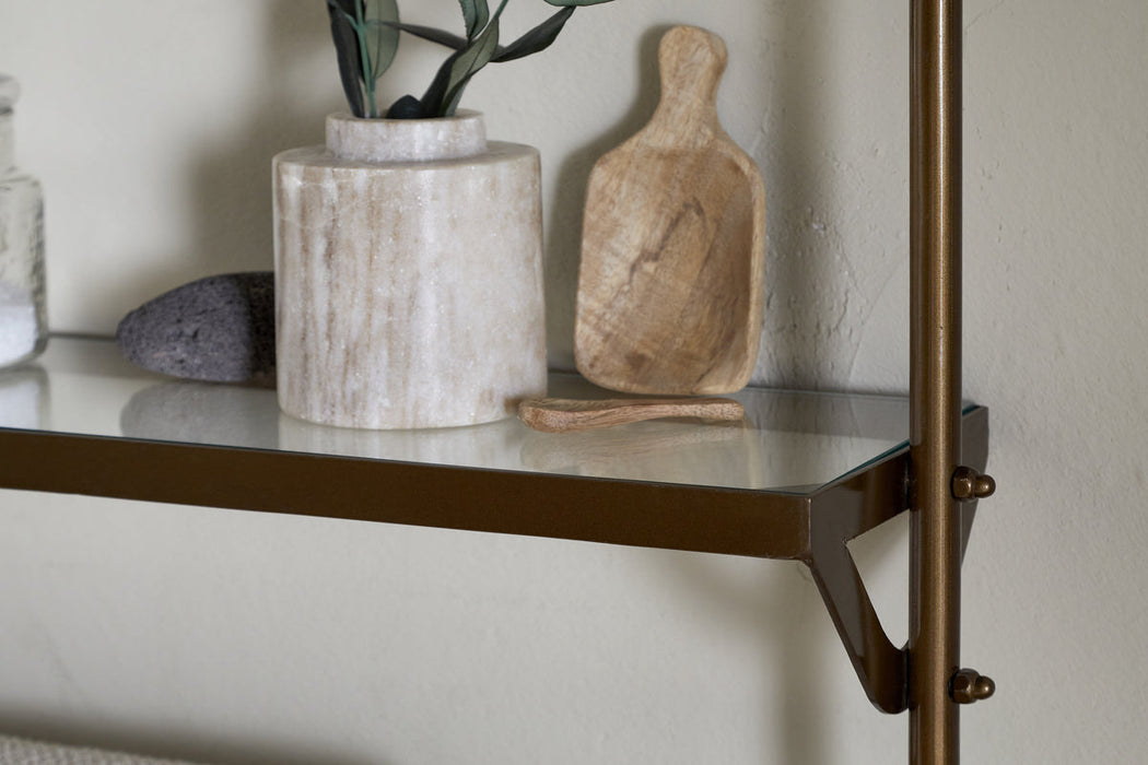 Karura Wall Shelves With Towel Rail Antique Brass