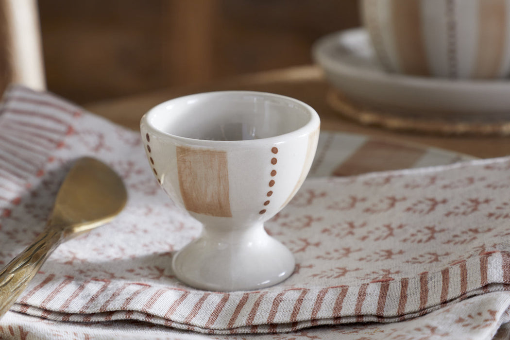 Patthar Egg Cups - Cream & Clay - Set of 2