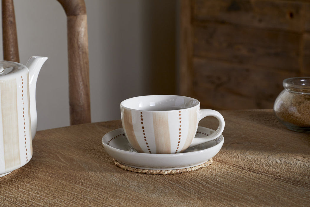 Patthar Cup Saucer Cream Clay