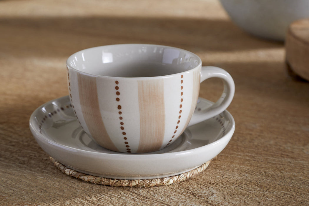 Patthar Cup Saucer Cream Clay