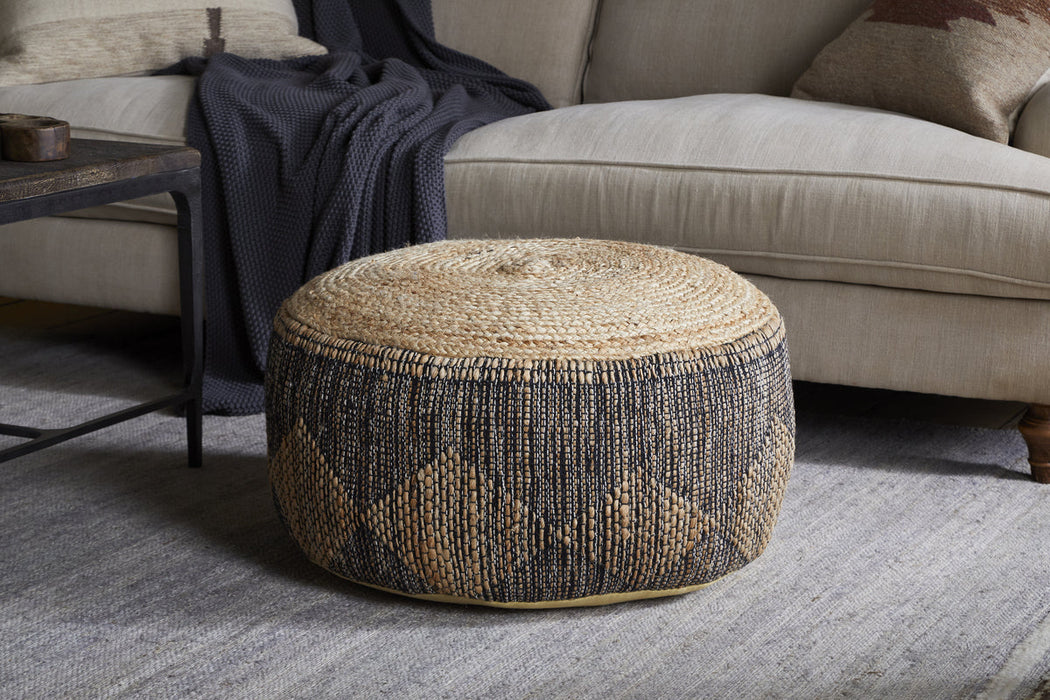 Kapil Jute Round Pouf Charcoal