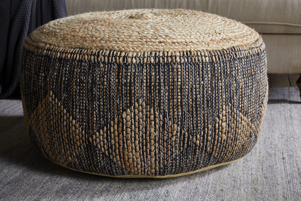 Kapil Jute Round Pouf Charcoal