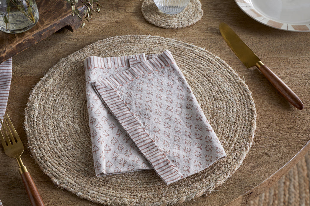 Peplu Block Print Napkin Terracotta Set Of 4