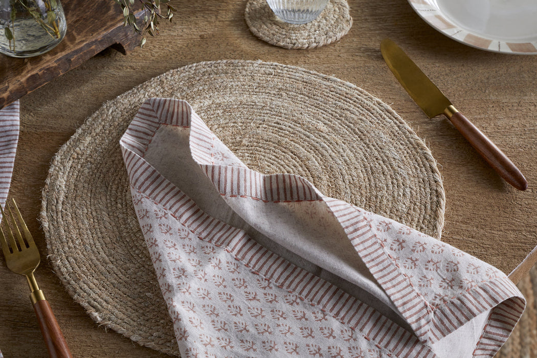 Peplu Block Print Napkin Terracotta Set Of 4