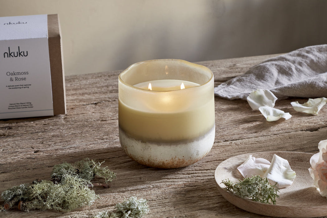 Oakmoss Rose Scented Candle Yellow
