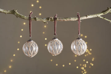 Bayana Woven Baubles - Natural & Clear - (Set of 3)