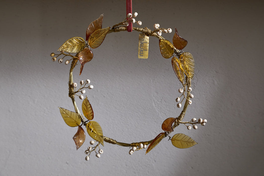 Parili Glass Wreath Small Ochre Small