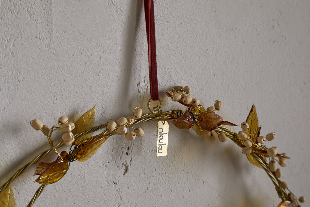 Parili Glass Wreath Large Ochre Large