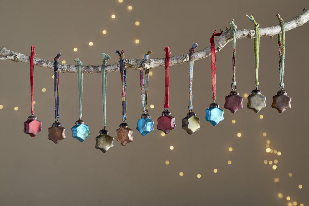 Oko Mini Star Baubles Mixed Matt Set Of 12