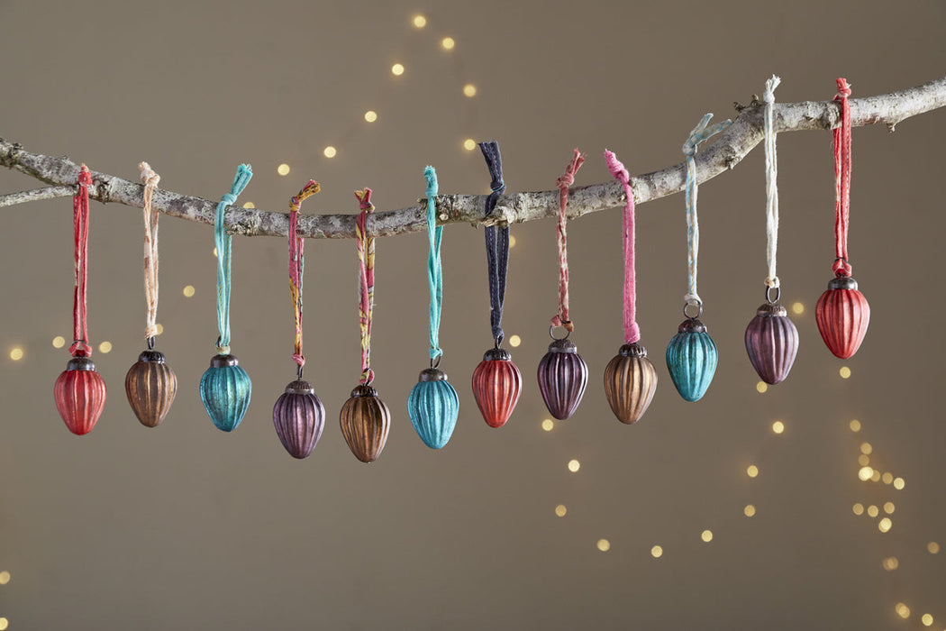 Oko Mini Drop Baubles Mixed Matt Set Of 12
